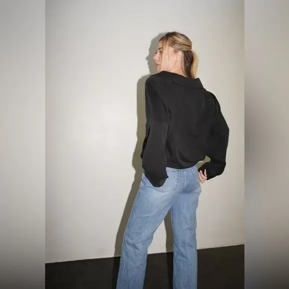 LNA Drawstring Button Down Shirt- Size Medium - Picture 3 of 14